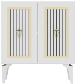 Μπουφές Capri 475OLV1760 75x40x79cm White-Gold Μοριοσανίδα, Μελαμίνη