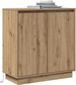 vidaXL Πλευρικό Τραπέζι LED Artisan Δρυς 71 x 34,5 x 75 εκ.