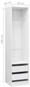 vidaXL Ντουλάπα με Συρτάρια Γυαλιστερό Λευκό 50x50x200 εκ. Μοριοσανίδα