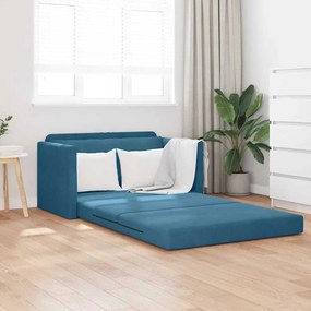 vidaXL Καναπές Δαπέδου Κρεβάτι 2-σε-1 Μπλε 124x204x61 cm Βελούδο