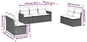 Καναπές Σετ 7 Τεμαχίων Μαύρο Συνθετικό Ρατάν με Μαξιλάρια - Μαύρο