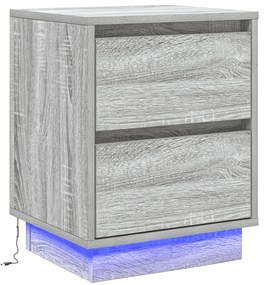 vidaXL Κομοδίνα  με LED Φώτα 2 τεμάχια Γκρι Σοναμά 39x34.5x50 εκ.