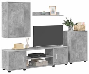 vidaXL Σετ 4 τεμαχίων για ντουλάπα τηλεόρασης 4 pcs Γκρι σκυροδέματος