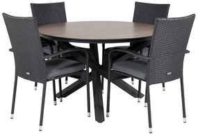 Σετ Τραπέζι και καρέκλες Dallas 3688, HPL, Μέταλλο, Πλαστικό ψάθινο, Μαξιλάρι καθίσματος: Ναι | Epipla1.gr