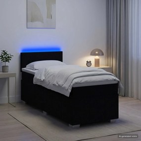 VidaXL Κρεβάτι box spring με στρώμα Μαύρο 90 x 200 cm Ύφασμα