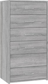 vidaXL Ντουλάπι με 6 Συρτάρια Γκρι Sonoma 50x34x96 εκ. Επεξεργ. Ξύλο