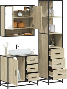 vidaXL Σετ Επίπλων Μπάνιου 3 Τεμαχίων Sonoma Δρυς Επεξεργασμένο Ξύλο