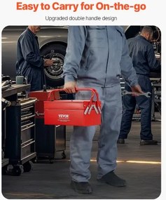 VEVOR Tool Box 14-inch 2-Tier 3-Tray Folding Cantilever Toolbox with Handle