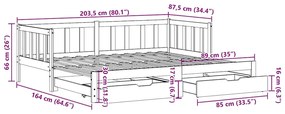 Καναπές Κρεβάτι Συρόμενος Χωρίς Στρώμα 80x200 εκ. &amp; Συρτάρια 3302192