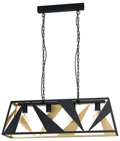 Φωτιστικό Οροφής - Ράγα Tabloncito 39904 96,5x26,5x153,5cm 4xE27 40W Black-Gold Eglo Steel