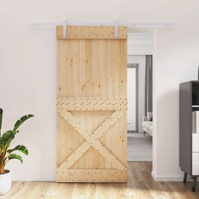 vidaXL Συρόμενη Πόρτα Φυσικό και Λευκό 95 x 210 cm