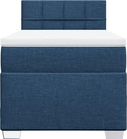 vidaXL Κρεβάτι Boxspring με Στρώμα Μπλε 90x200 εκ.Υφασμάτινο