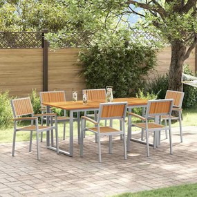 vidaXL Σέτ φαγητού για κήπο 7 pcs Γκρι και καφέ 180 x 90 x 75 cm