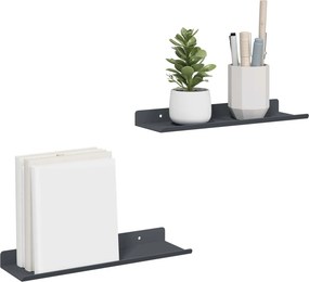 vidaXL Πλωτό ράφι Επιτοίχιο 2 pcs Ανθρακί 30 x 9 x 2,5 εκ Ατσάλι