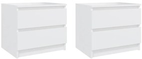 vidaXL Κομοδίνα 2 τεμ. Λευκά 50 x 39 x 43,5 εκ. από Επεξεργασμένο Ξύλο