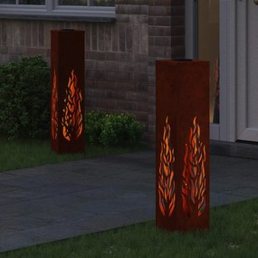 vidaXL Ηλιακό LED Φως Δρόμου 2 pcs Σκ rusty Ατσάλι Σκληρυθέν στον Αέρα