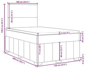 Κρεβάτι Boxspring με Στρώμα Μπλε 120x200 εκ. Υφασμάτινο - Μπλε