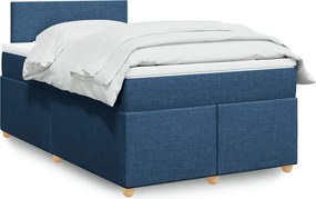 vidaXL Κρεβάτι Boxspring με Στρώμα Μπλε 120x190 εκ. Υφασμάτινο