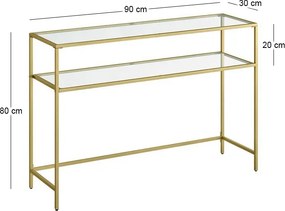 Κονσόλα Elio Megapap μεταλλική - γυάλινη χρώμα χρυσό 90x30x80εκ.