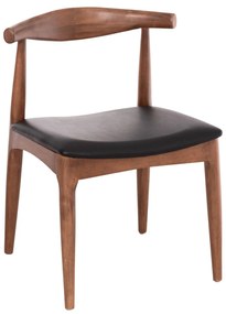 Καρέκλα τραπεζαρίας ALOR Rubberwood Καρυδί με PU Μαύρο 55x51x75Υεκ. 2αδα 55x51x75 εκ.