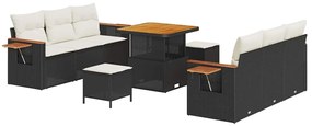 vidaXL Σετ Καναπέ Κήπου με μαξιλάρι 9 pcs Μαύρο Πολυ ράταν