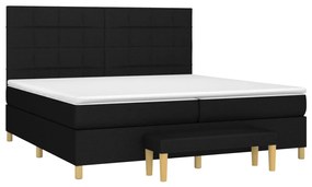 vidaXL Κρεβάτι Boxspring με Στρώμα Μαύρο 200x200 εκ. Υφασμάτινο