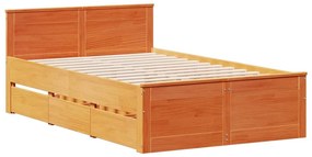 Κρεβάτι Βιβλιοθήκη Χωρίς Στρώμα 120x200 εκ Μασίφ Ξύλο Πεύκου - Καφέ
