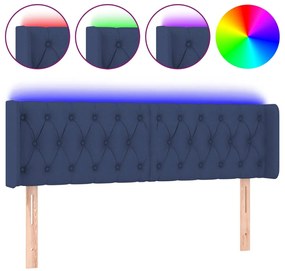 vidaXL Κεφαλάρι Κρεβατιού LED Μπλε 147x16x78/88 εκ. Υφασμάτινο