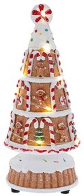 Χριστουγεννιάτικο Διακοσμητικό Δέντρο Gingerbread Φωτιζόμενο 9x9x22cm Με Μπαταρίες Multi