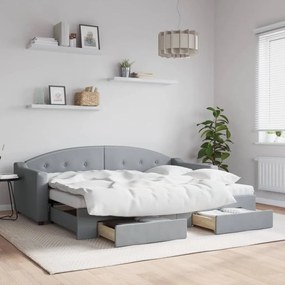 Καναπές Κρεβάτι Συρόμενος Ανοιχτό Γκρι 80x200εκ Ύφασμα Συρτάρια - Γκρι