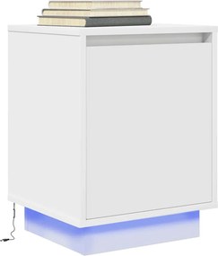 vidaXL Κομοδίνα με φώτα LED 2 τεμάχια Λευκό 38x34x50 cm
