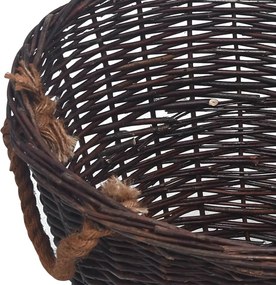 vidaXL Σετ Καλάθι Καυσόξυλων Στοιβαζόμενο 3 τεμ. Σκούρο Καφέ Ιτιά
