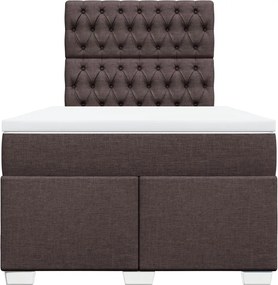 vidaXL Κρεβάτι Boxspring με Στρώμα Σκούρο Καφέ 120x190 εκ Υφασμάτινο