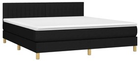 vidaXL Κρεβάτι Boxspring με Στρώμα &amp; LED Μαύρο 160x200 εκ. Υφασμάτινο
