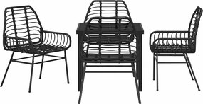 vidaXL Σέτ φαγητού για κήπο 5 pcs Μαύρο συνθετικό ρατάν