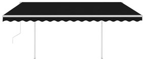 vidaXL Τέντα Συρόμενη Αυτόματη με Στύλους Ανθρακί 4 x 3,5 μ.