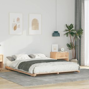 vidaXL Κρεβάτι δαπέδου Καφέ 140 x 200 cm Μασίφ ξύλο πεύκου