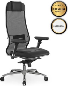 Καρέκλα γραφείου Samurai L1-2D Megapap εργονομική με ύφασμα TS Mesh και τεχνόδερμα χρώμα μαύρο 69x70x122/130εκ.