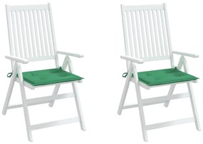 Μαξιλάρια Καρέκλας Κήπου 2 τεμ. Πράσινα 40x40x3 εκ. Υφασμάτινα - Πράσινο
