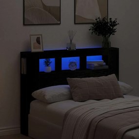 vidaXL LED κεφαλάρι Μαύρη Οξυά Επεξεργασμένο Ξύλο