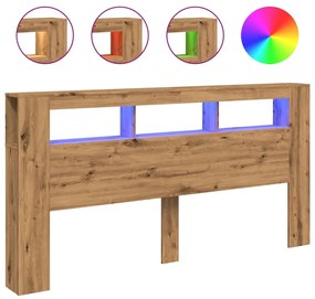 vidaXL LED κεφαλάρι Artisan Oak 200x18,5x103,5 cm Κατασκευασμένο ξύλο