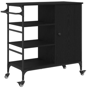 vidaXL Τρενάκι Κουζίνας Μαύρο Δρυς 87.5x38.5x84.5 cm Επεξεργασμένο Ξύλο