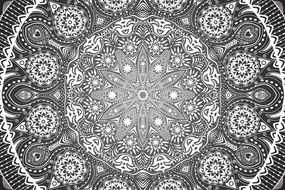 Εικόνα διακοσμητικό Mandala με δαντέλα σε μαύρο & άσπρο - 120x80