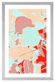 Αφίσα με πασπαρτού Χρωματιστά φύλλα - 40x60 silver