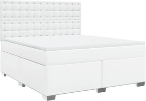vidaXL Κρεβάτι Boxspring με Στρώμα Λευκό 180x200 εκ. Συνθετικό Δέρμα