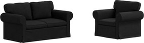vidaXL Σετ Καναπέ 2 pcs Μαύρο 155 x 82 x 80 εκ ύφασμα