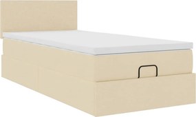 vidaXL Οθωμανικό κρεβάτι με στρώμα Cream 100x200cm ύφασμα