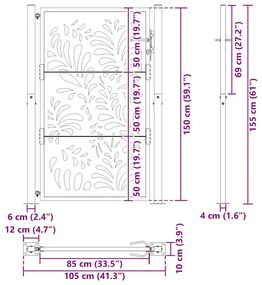 ΠΥΛΗ ΚΗΠΟΥ 105X155 CM ΑΠΟ ΚΑΙΡΙΚΟ ΧΑΛΥΒΑ ΜΕ ΣΧΕΔΙΟ ΚΥΜΑΤΟΣ 4100976