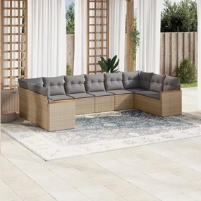 vidaXL Patio Sofa Set 10-θέσια Μικτό μπεζ