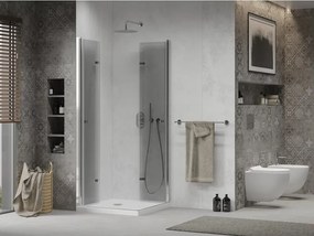 Mexen Lima Διπλή πτυσσόμενη καμπίνα ντους 90 x 90 cm, διάφανη, χρώμιο + επίπεδη